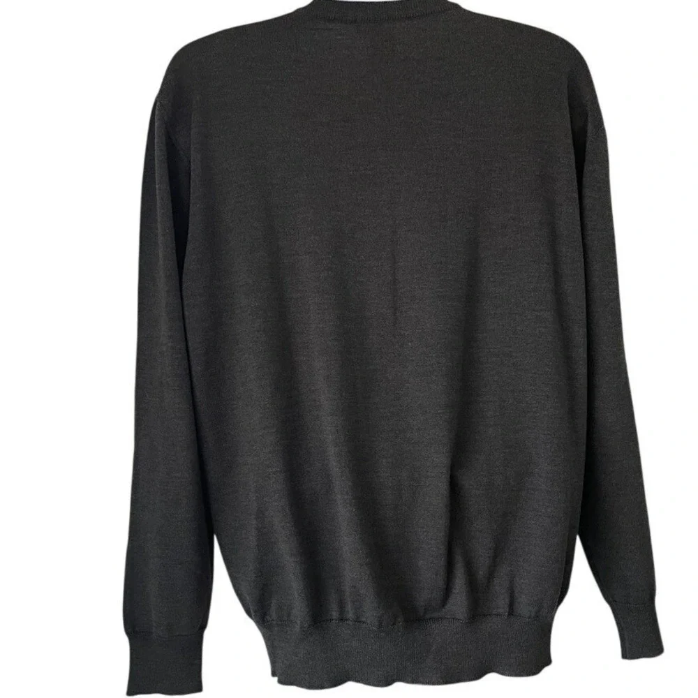 Italian Merino Wool Sweater XXL Gray V Neck Minimalist‎ Classic